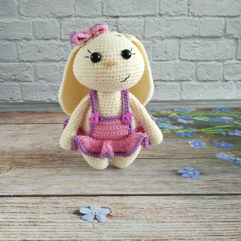 Cute Bunny Crochet bunny Crochet animals Toy amigurumi Handmade rabbit Crochet toy Easter decor Kids toy Rabbit toy Bunny girl Stuffed bunny