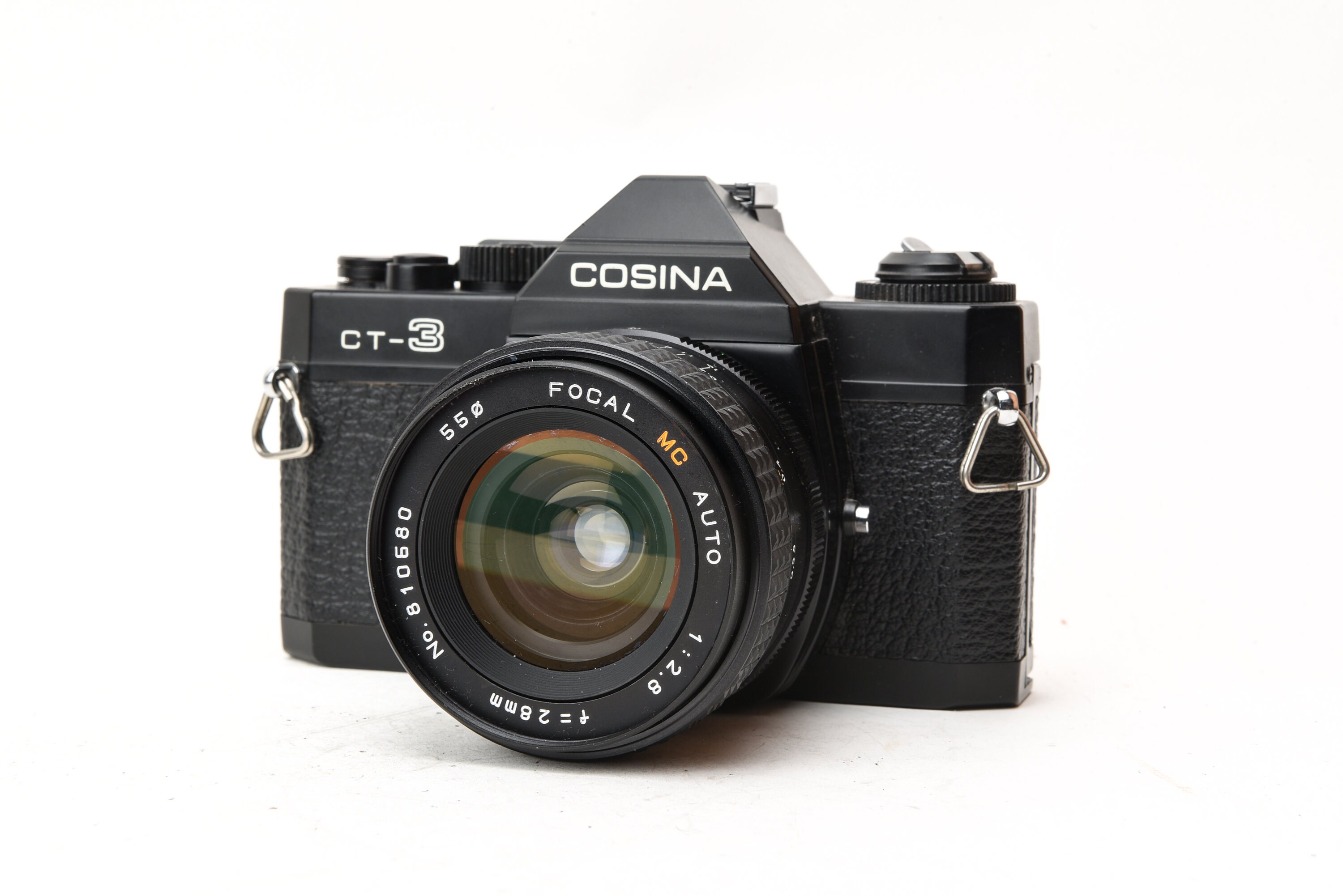 Cosina CT-4 35mm Film Camera w/ 3 Lenses, Accessories & Case