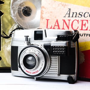 Ansco Lancer Vintage 127 filmcamera in originele doos met flitser