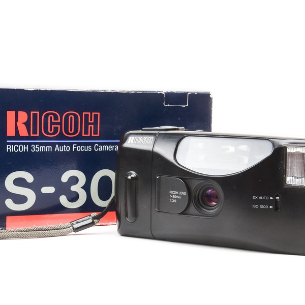 Ricoh S-30 AF Vintage Point and Shoot Film Camera w/ 35mm f:3.9 Lens & Original Box
