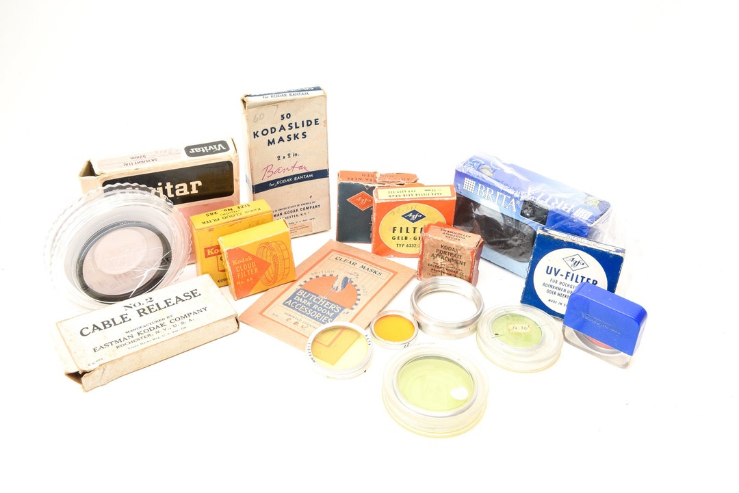 Vintage Camera Accessory Lot Agfa, Kodak, Vivitar Etc. W/ Brita Water