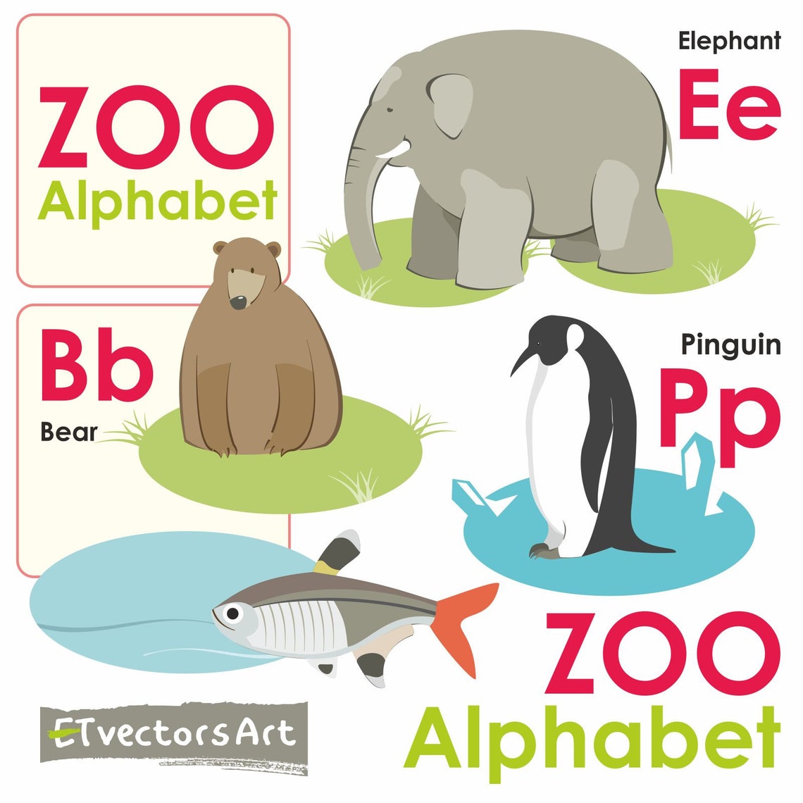 Animals clipart. Zoo alphabet clipart. Vector clipart. 57 | Etsy