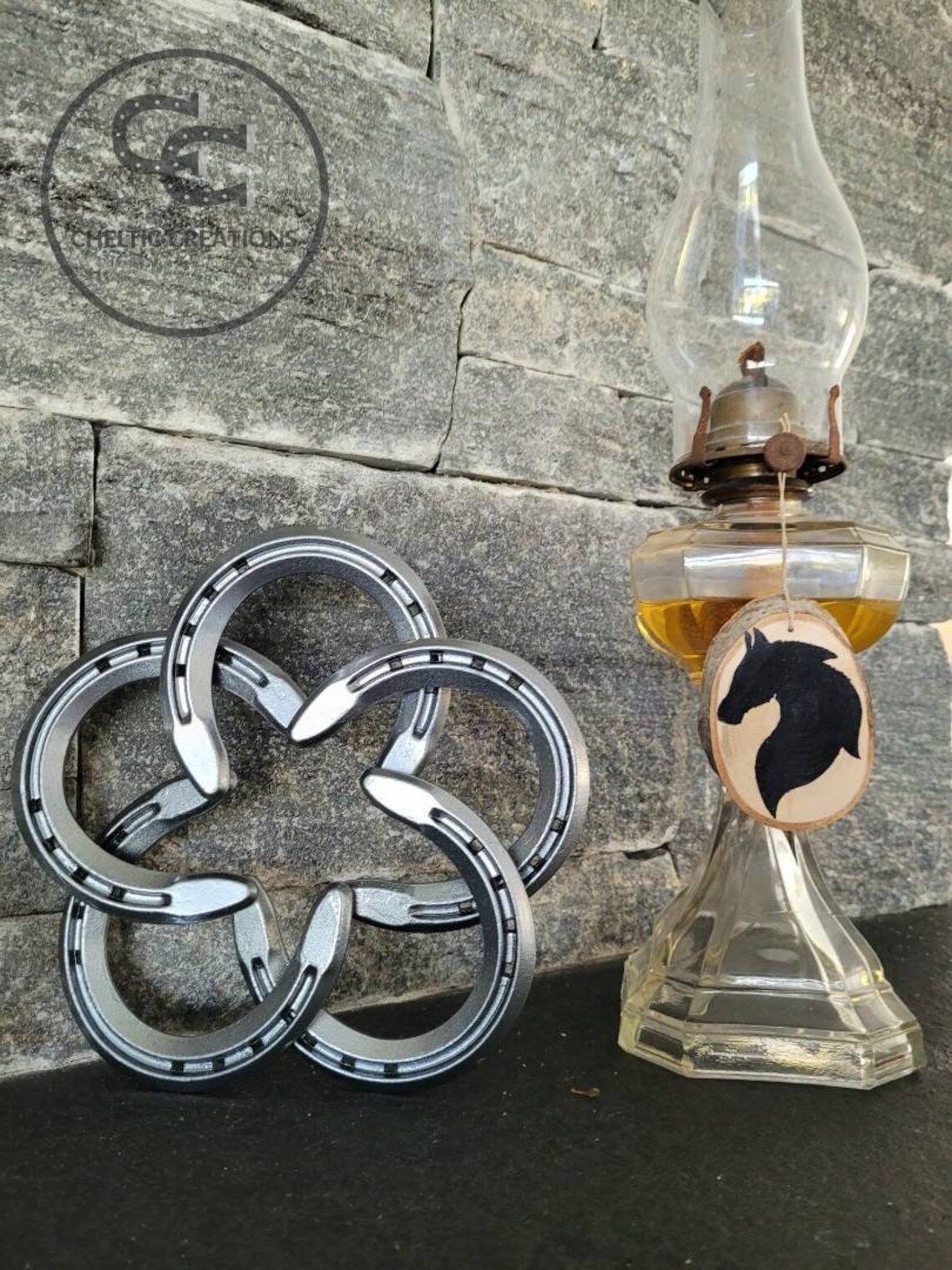 Small Horseshoe Celtic Knot in Dark Steel Rustic Décor Etsy