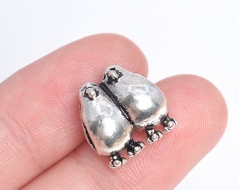 20 pcs 12x12mm Couple Bird Spacer Beads Antique Silver Tone (63772-2415)