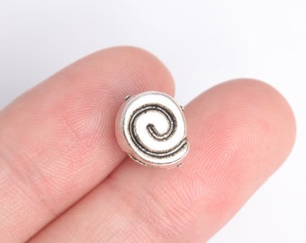 20 pcs 9x8mm Swirl Spacer Beads Antique Silver Tone (63671-2410)