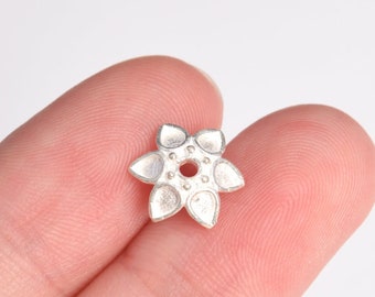 4 Floral Bead Cap 925 Sterling Silver 8mm  (64453-2139)