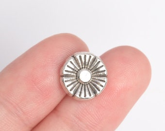 20 pcs 10mm Flower Spacer Beads Antique Silver Tone (63669-2410)