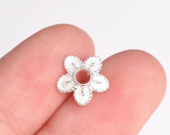 4 Flower Bead Cap 925 Sterling Silver 8mm (64476-2140)