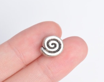 20 pcs 10x9mm Swirl Round Spacer Beads Antique Silver Tone (63686-2411)
