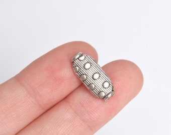 20 pcs 15x6mm Oval Spacer Beads Antique Silver Tone (63408-2398)