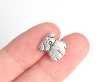 20 pcs 10x9mm Fat Dog Spacer Beads Antique Silver Tone (63580-2407)