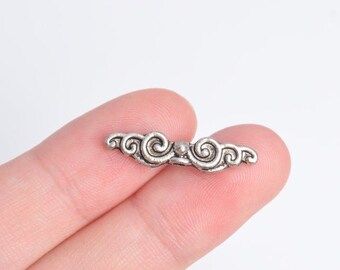 10 pcs 21x5mm Wings Spacer Beads Antique Silver Tone (63473-2401)