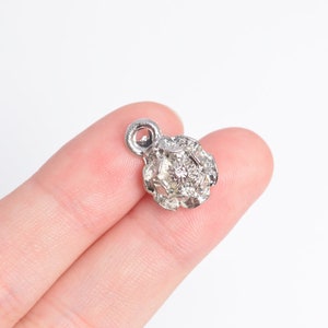 10 Charms Flower Brass Charm Silver Tone  (64332-2486)