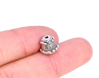 30 Pcs Antique Silver 9x8MM Cone Bead Cap Tone Zinc Alloy (63187-2346)