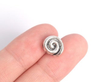 20 pcs 9x8mm Swirl Round Spacer Beads Antique Silver Tone (63504-2403)