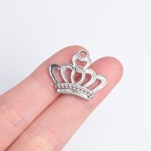 10 Charms Crown Brass Charm Silver Tone  (64340-2486)