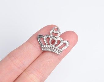 5 Charms Crown Brass Charm Silver Tone  (64340-2486)