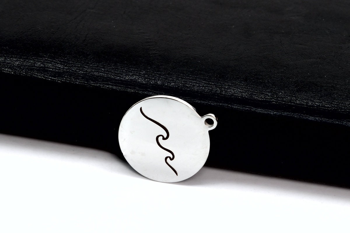 1 Pcs Stainless Steel Wave Coin Charm (40395-2130) - Etsy