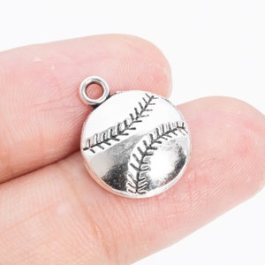 20 Baseball Charm Antique Silver Tone  (66872-3411)