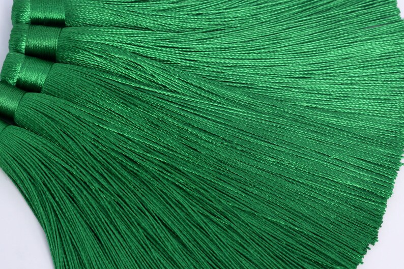 2 Tassels 4.75 / 12cm Polyester Mala Tassel Grass Green Etsy