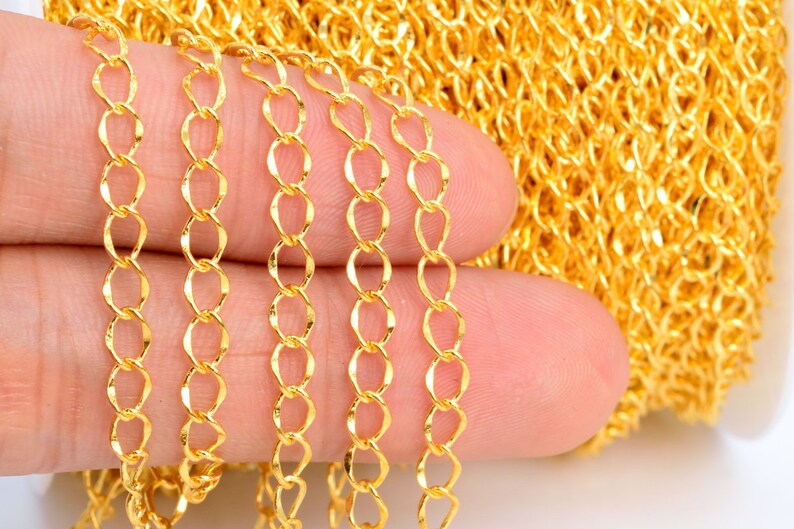 1 YD Twisted Oval Chain Gold Tone 3.8mm Brass Chains Etsy