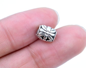 20 pcs 9x7mm Floral Tube Spacer Beads Antique Silver Tone (62762-2288)
