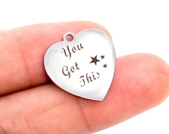 1 pcs Stainless Steel You Got This Heart Charm  (40219-2124)