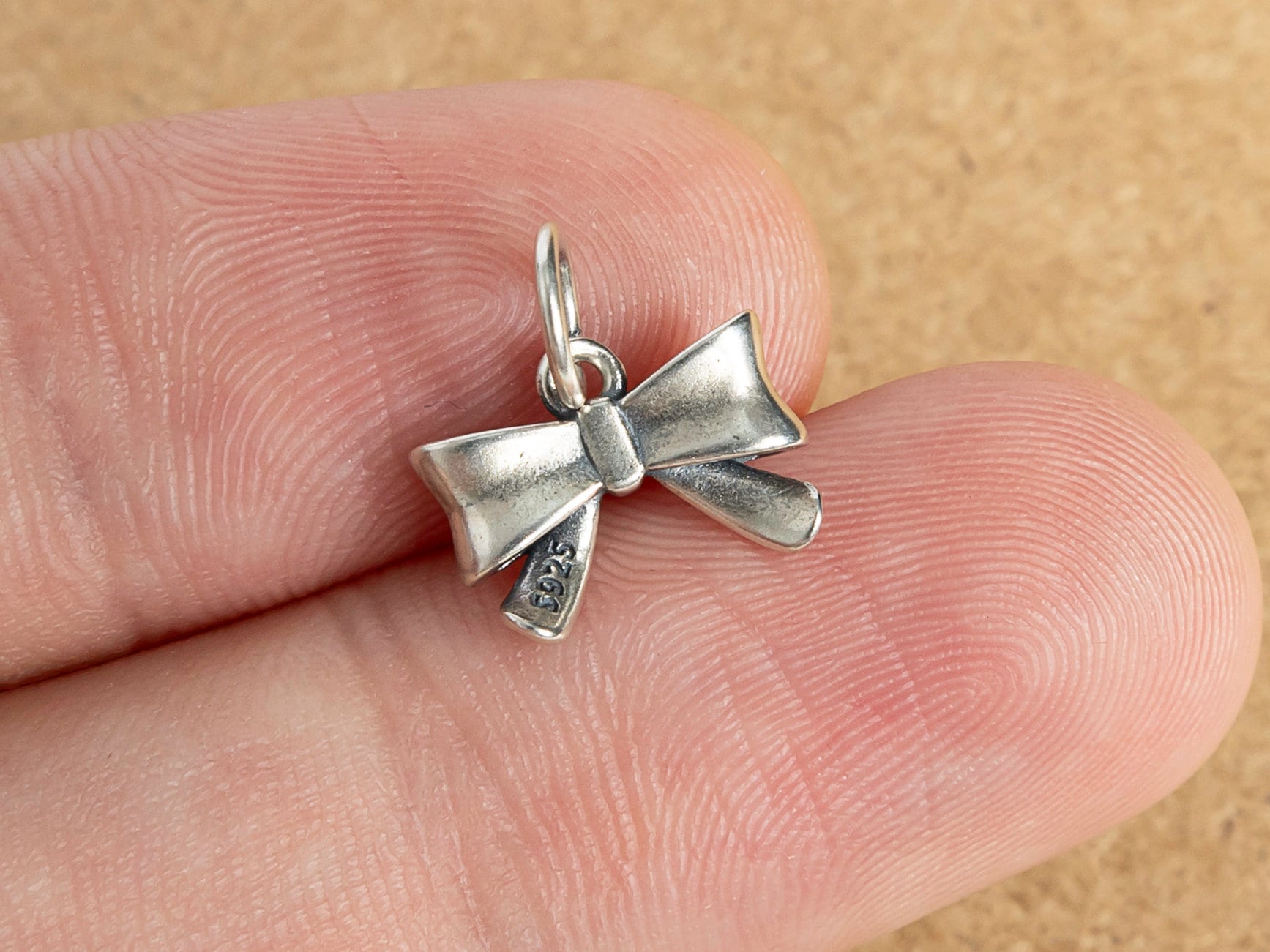 1 Pcs Antique Silver Bow Charm Sterling Silver Tone(92603-566)