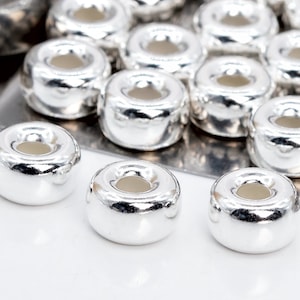 5 Rondelle Spacer Beads 925 Sterling Silver 8x5mm  (63956-2182)