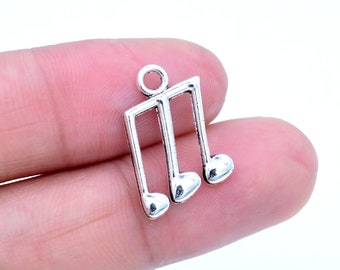 24 pcs Music Note Charm Antique Silver Tone (61673-2063)
