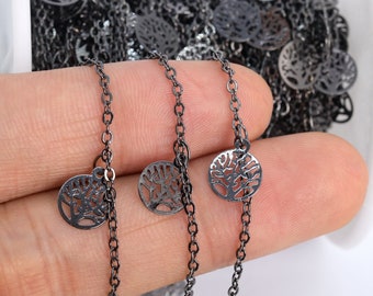 1 FT Tree Round Slice Cable Chain Black Tone Brass Chains (30087-S49)