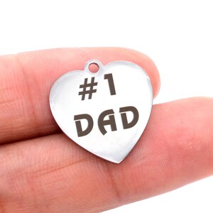 1 pcs Stainless Steel #1 DAD Heart Charm (40003-2117)