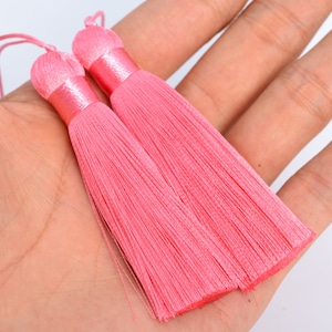 2 Tassels 3.14" / 8cm Artificial Silk Mala Tassel Pink Color  (60742-014)