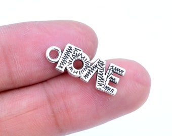 10 pcs Love Word Charm Antique Silver Tone (62091-2193)