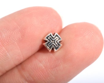 50 pcs 6x6mm Cross Spacer Beads Antique Silver Tone (63225-2389)