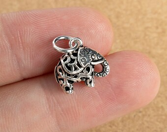 12 x 13 MM エレファント チャーム アンティーク シルバー チャーム