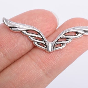10 pcs 40x12mm Hollow Wings Spacer Beads Antique Silver Tone (64662-2545)