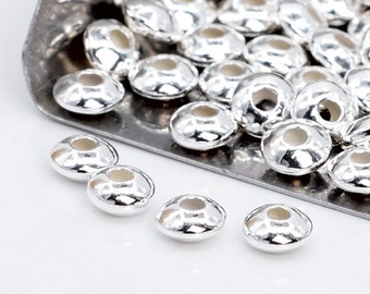 20 Saucer Spacer Beads 925 Sterling Silver 3x1.5mm  (63945-2178)