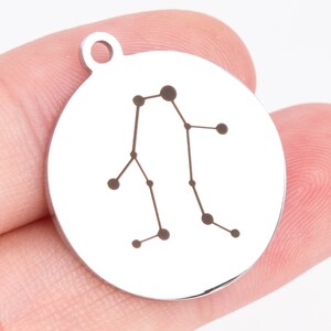1 pcs Stainless Steel Astrological 12 Horoscope, Zodiac Sign Gemini coin Charm (41009-2169)