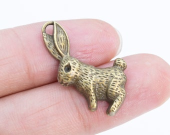 20 Rabbit Charm Antique Bronze Tone  (64935-1539)