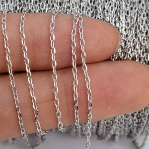1 YD Cable Chain Silver Tone 1mm Brass Chains (61014-S13)