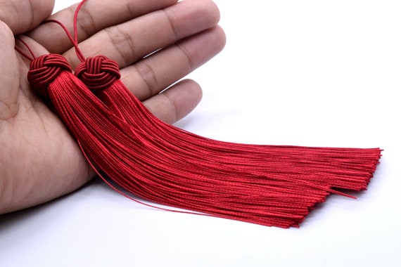 2 Tassels 5.9" / 15cm Polyester Mala Tassel Blood Red Color (60865-045)