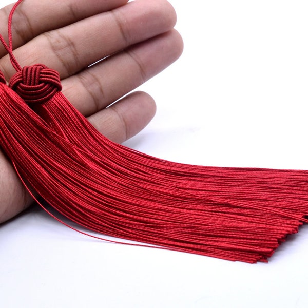 2 Tassels 5.9" / 15cm Polyester Mala Tassel Blood Red Color (60865-045)