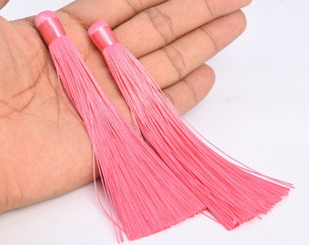 4 Tassels 4.75" / 12cm Polyester Mala Tassel Pink Color (60804-036)