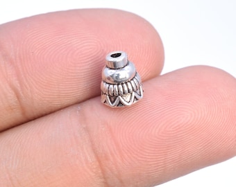 30 pcs 8x7mm Cone Bead Cap Antique Silver Tone (63184-2345)