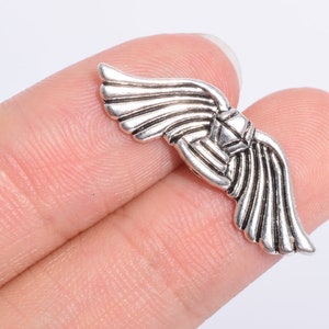 10 pcs 31x10mm Wings Spacer Beads Antique Silver Tone (64656-2545)