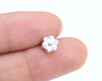 2  Flower Spacer Beads 925 Sterling Silver 7mm (63980-2133)