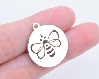 1 pcs Stainless Steel Bee Coin Charm  (40506-2145)
