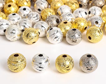 10/20Pcs Silver & Gold 8MM Round Spacer Beads for DIY Bracelets Necklaces Craft Making