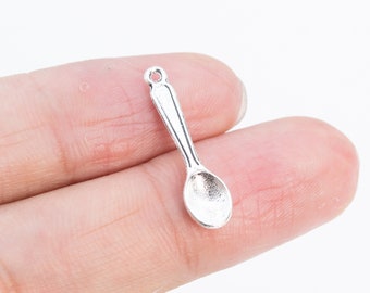 15 pcs Spoon Charm Antique Silver Tone  (62098-2194)